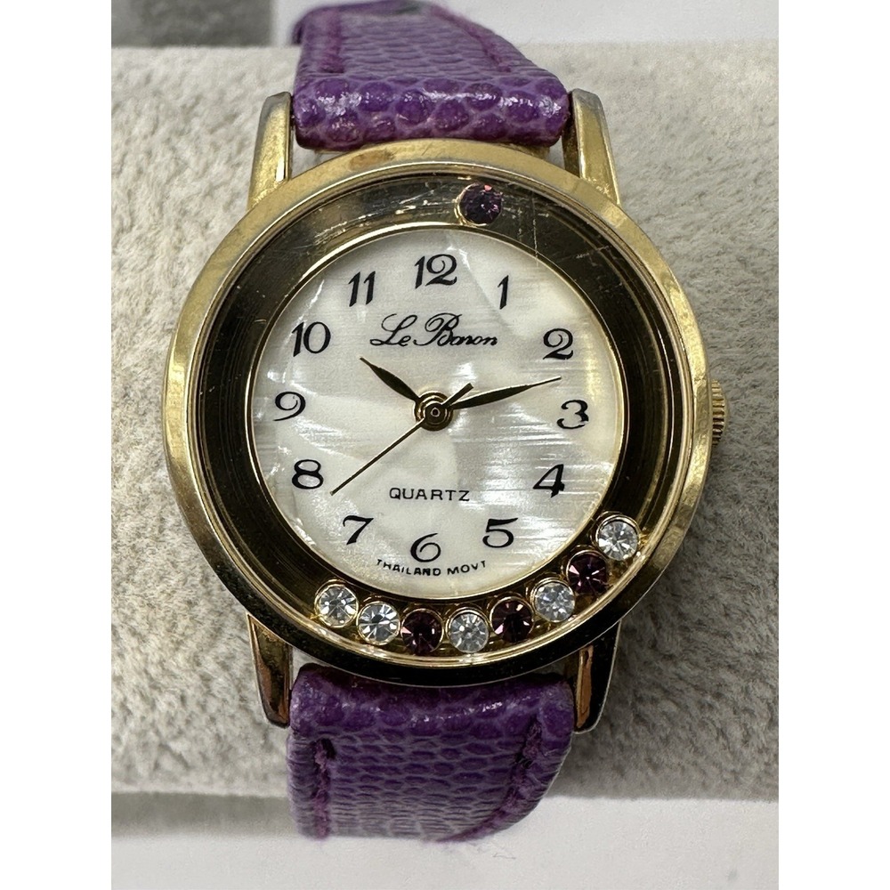 Le Baron New Battery Ladies‎ MOP Watch 27MM 6.5" Floating Crystals K93